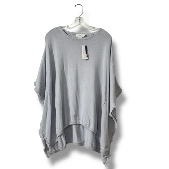 Vineyard Vines Fringe Sweater Poncho Baby Blue Cozy Layer Women’s XS/S - Picture 1 of 6